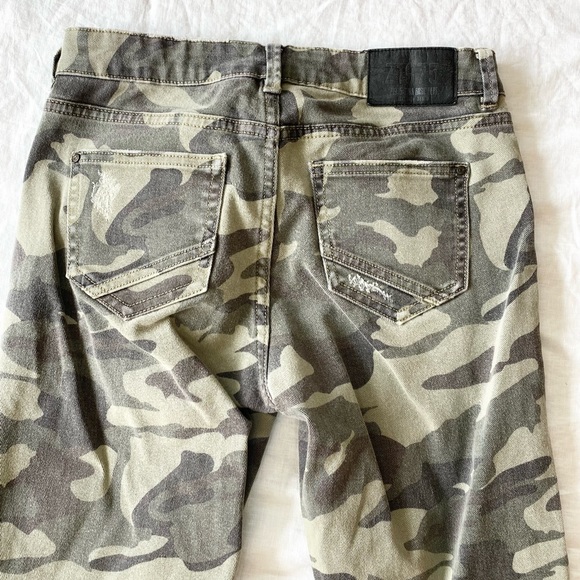 ZARA Camo Skinny Jeans Distressed Cropped Zipper Camouflage - Picture 5 of 10